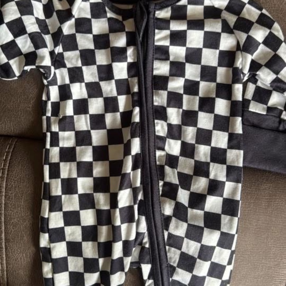 Checkered Black and White Kids One Piece
